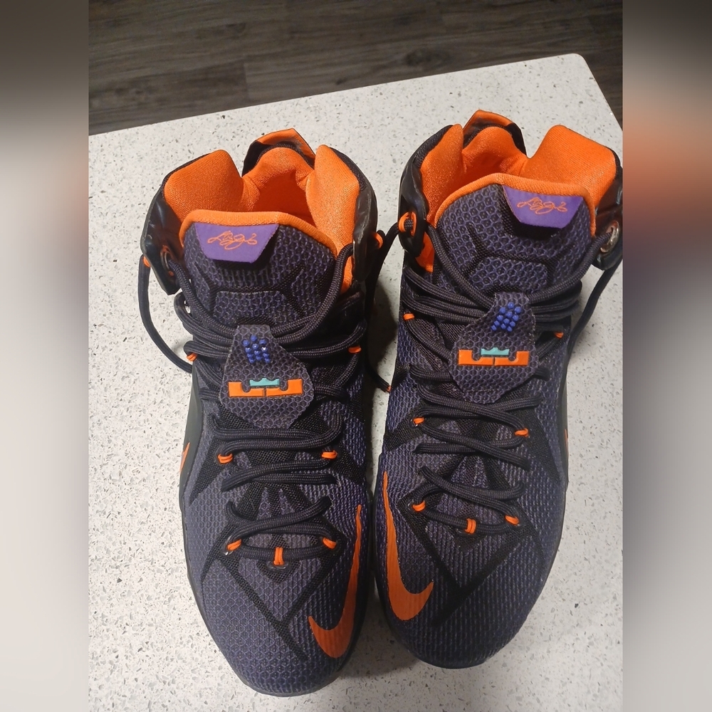 Nike LeBron Basketball Shoes - Dark Purple with Orange Accents